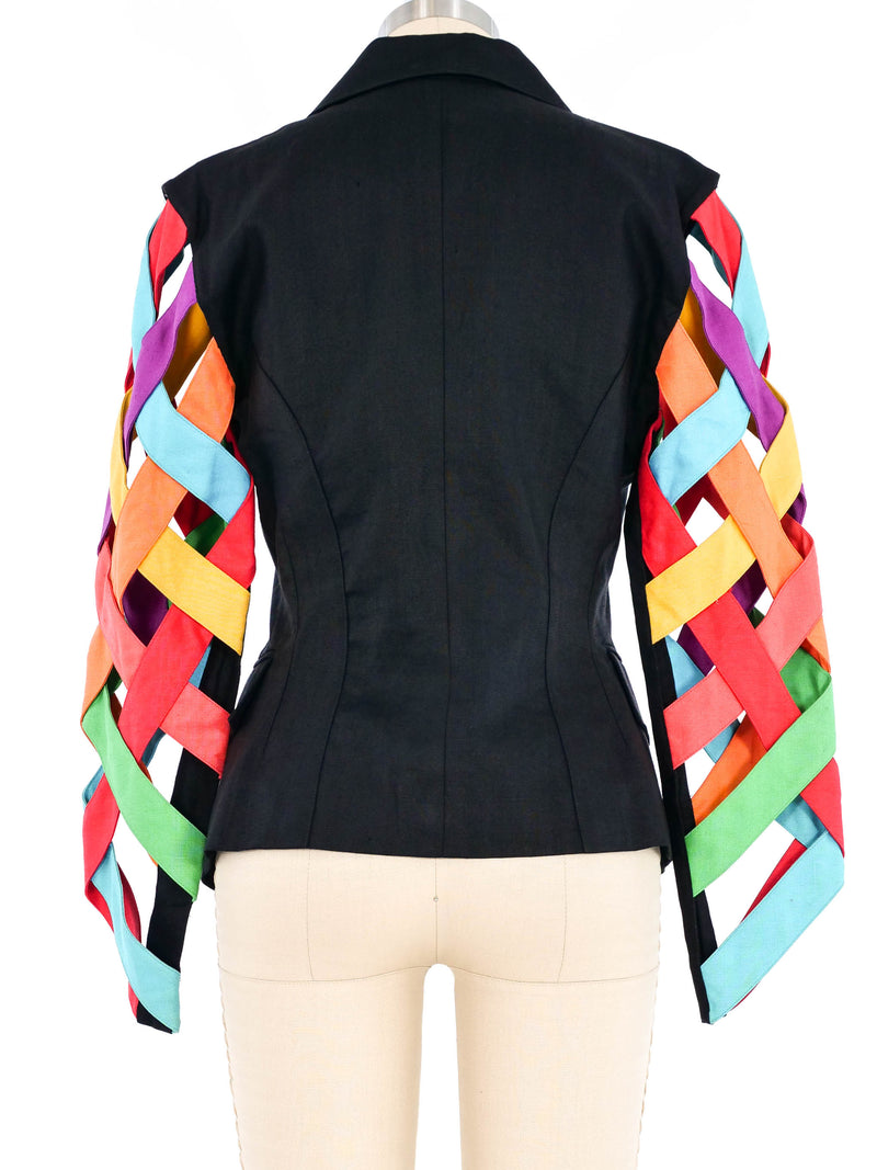 1980s Rainbow Lattice Sleeve Jacket Jacket arcadeshops.com