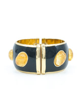 Francesca Romana Black Enameled Hinged Bangle Jewelry arcadeshops.com