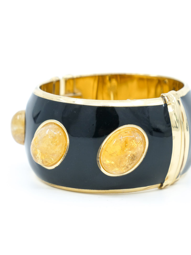 Francesca Romana Black Enameled Hinged Bangle Jewelry arcadeshops.com