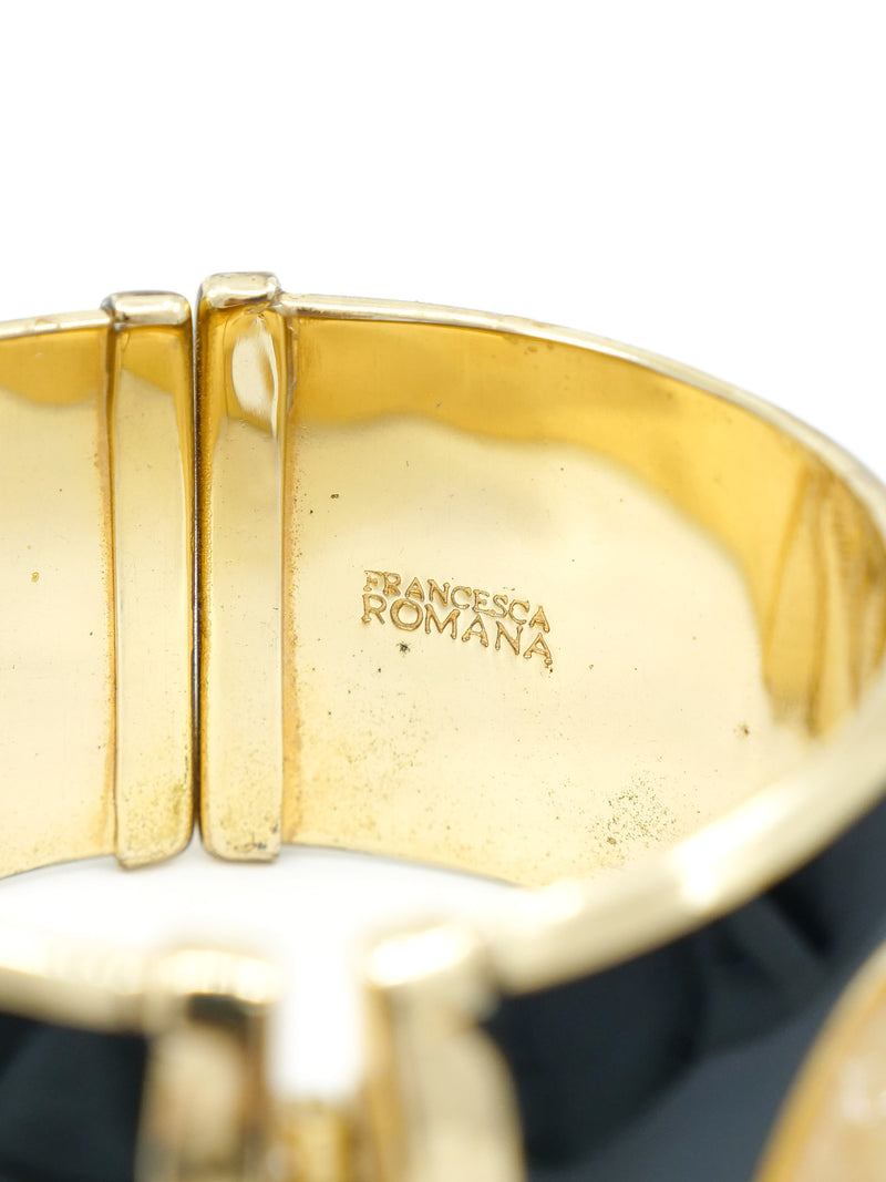 Francesca Romana Black Enameled Hinged Bangle Jewelry arcadeshops.com