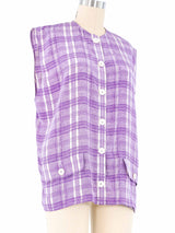 Valentino Lavender Plaid Sleeveless Top Top arcadeshops.com