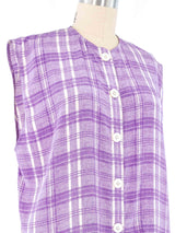 Valentino Lavender Plaid Sleeveless Top Top arcadeshops.com
