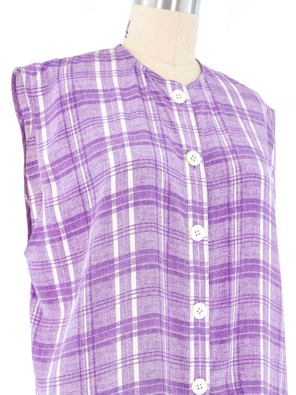 Valentino Lavender Plaid Sleeveless Top Top arcadeshops.com