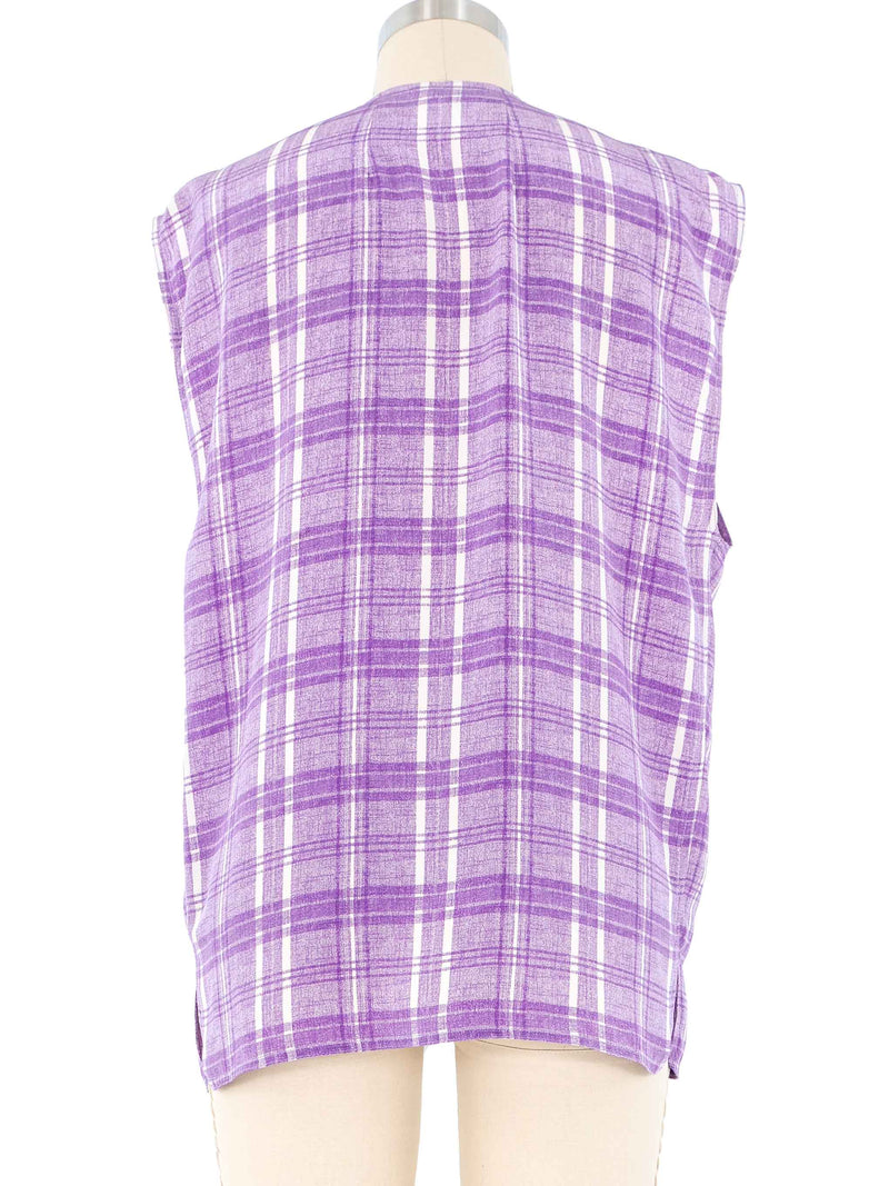 Valentino Lavender Plaid Sleeveless Top Top arcadeshops.com