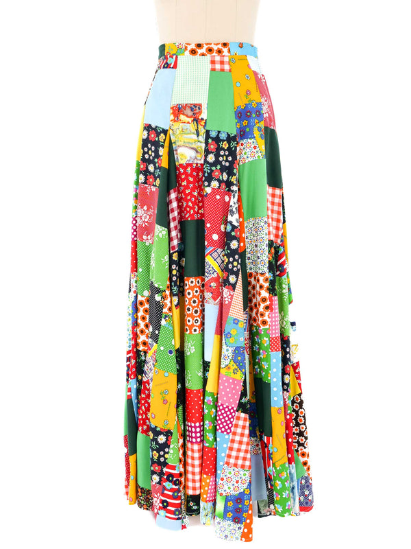 1970's Patchwork Maxi Skirt Skirt arcadeshops.com