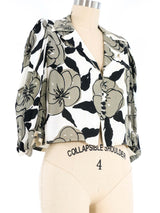 1970s Quorum Grayscale Floral Blouse Top arcadeshops.com