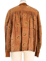 Valentino Eyelet Floral Leather Jacket Jacket arcadeshops.com