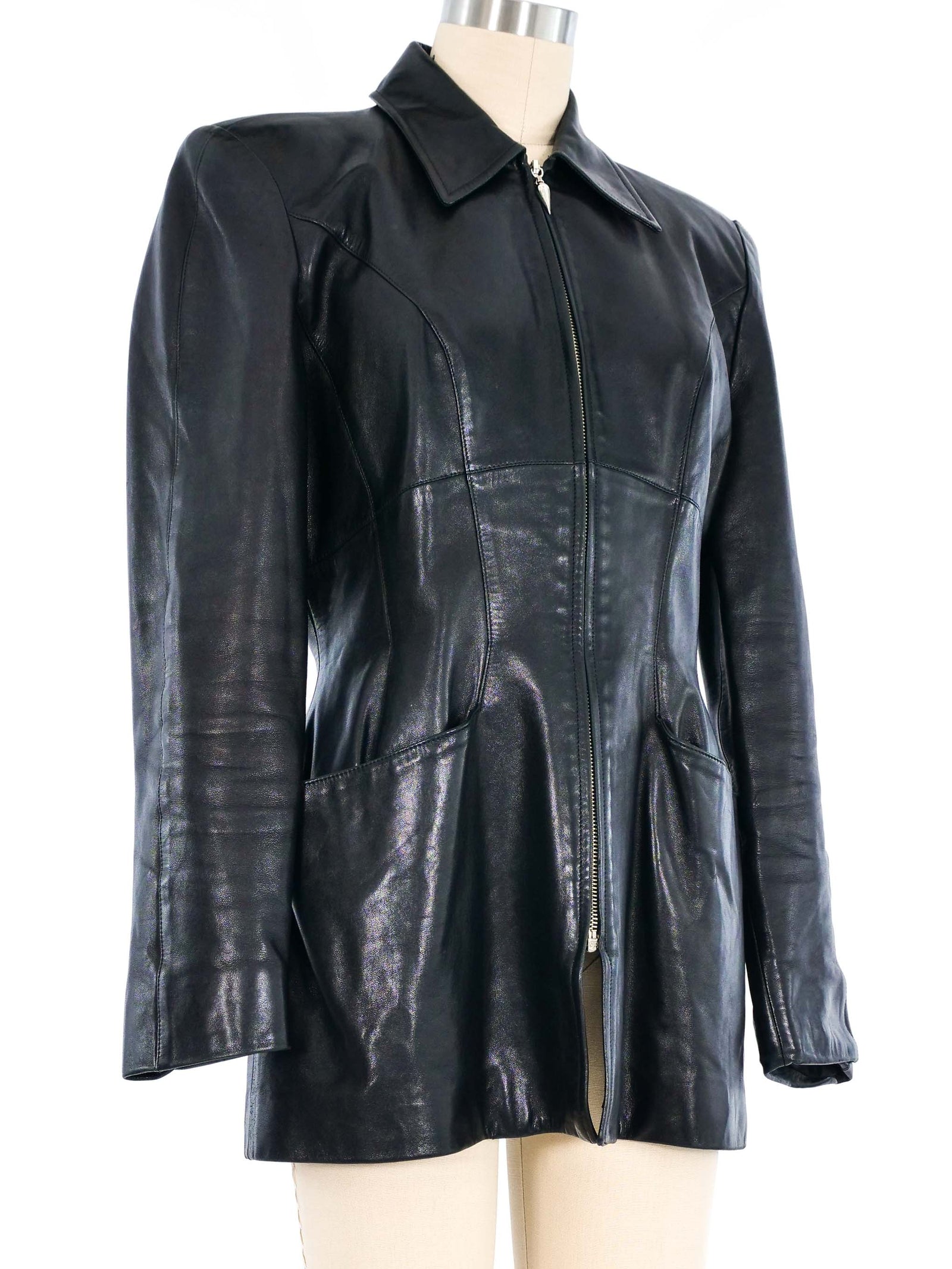Thierry Mugler ティエリーミュグレ ジャケット 黒 M サイズ 9 Thierry Mugler Leather Jacket