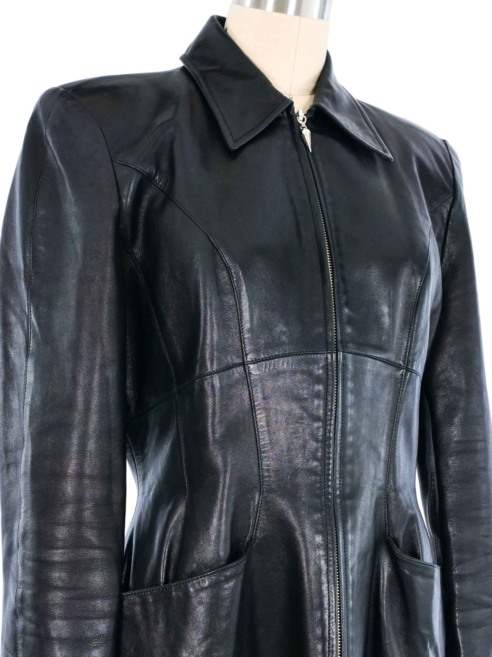 THIERRY MUGLER ジャケット アシンメトリー 変形ヴィンテージ9AR Thierry Mugler Leather Jacket