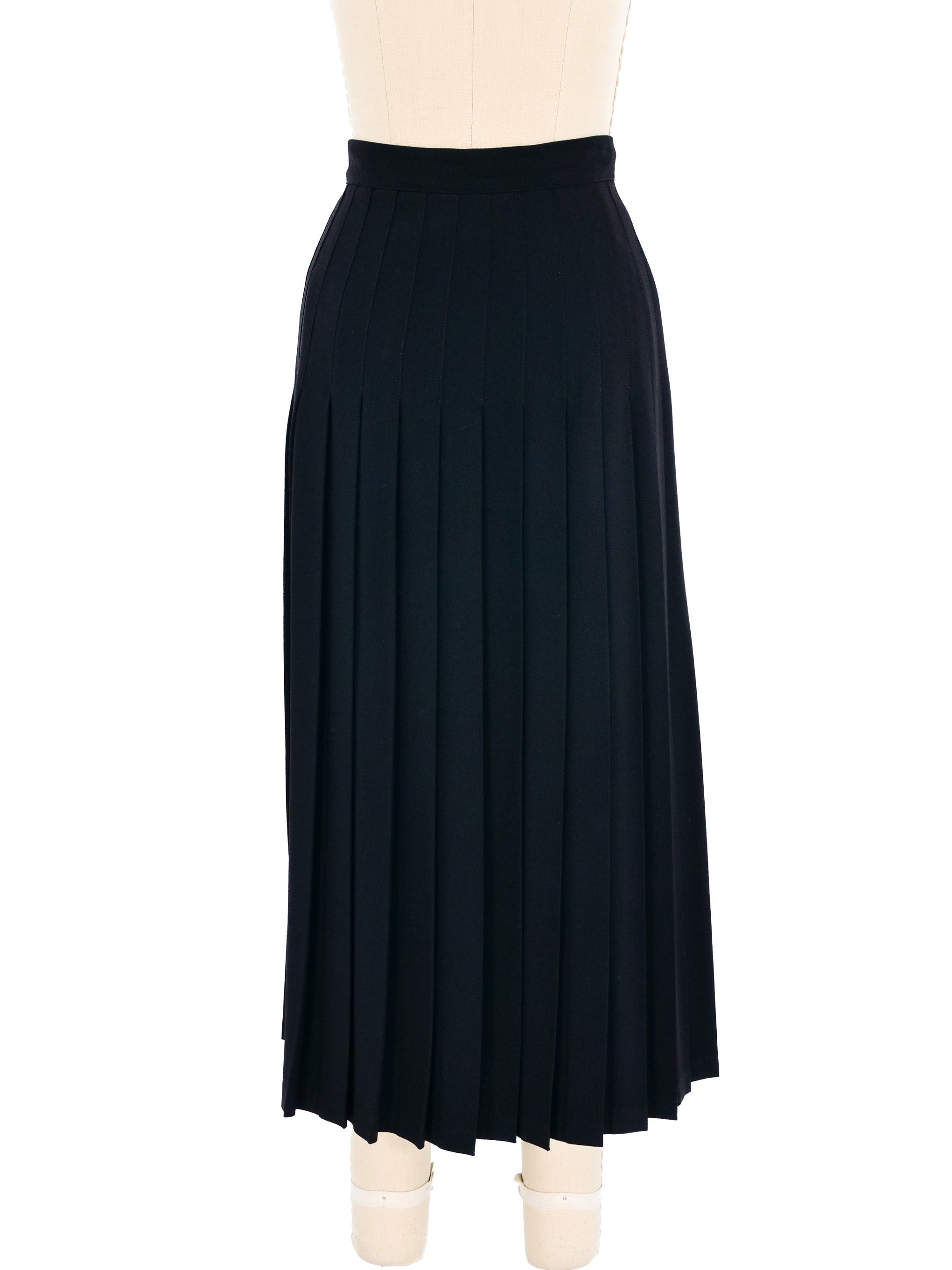 Sonia Rykiel Pleated Black Midi Skirt