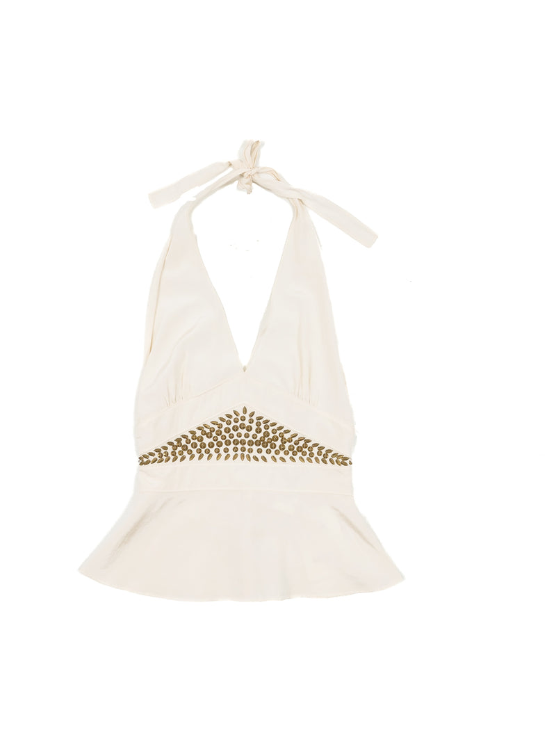 2003 Chloe Studded Silk Halter Top Top arcadeshops.com