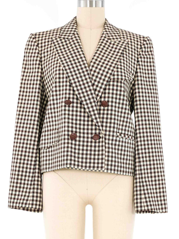 Escada Cropped Gingham Plaid Jacket Jacket arcadeshops.com