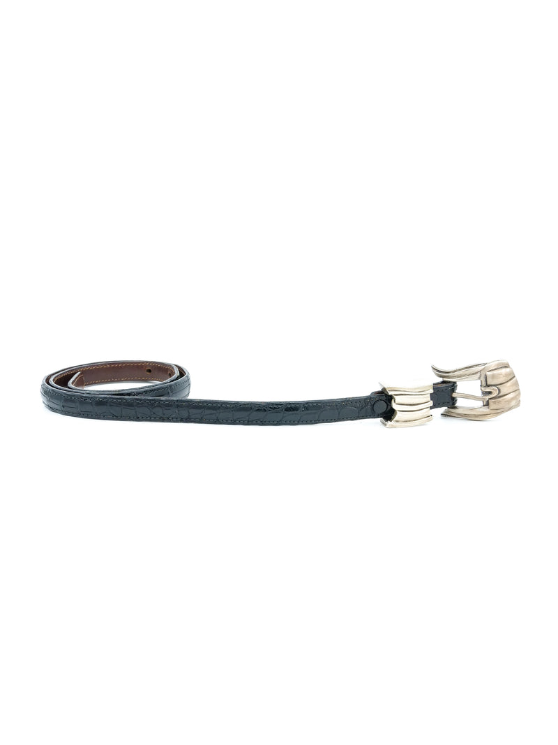 Barry Kieselstein Cord Skinny Black Alligator Belt Belts arcadeshops.com