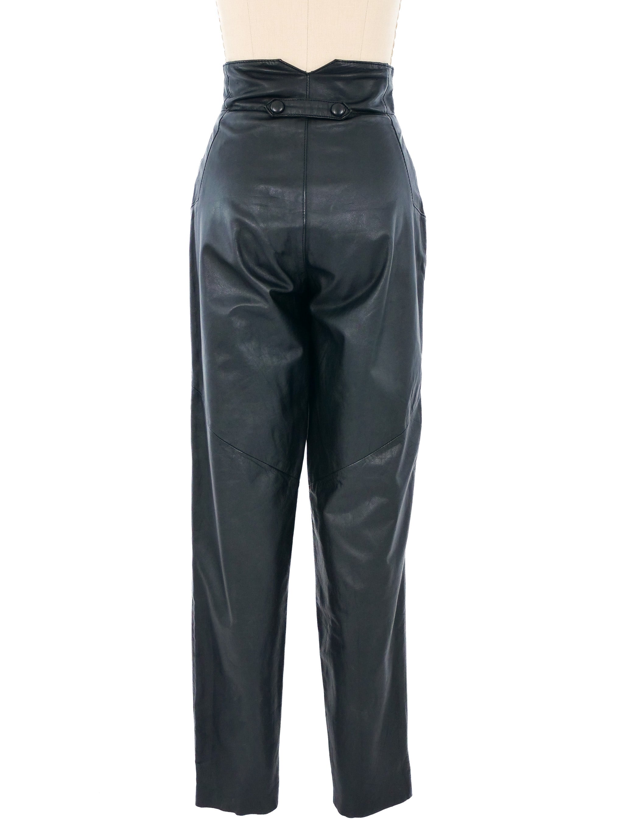 1980s Leather Paperbag Pants