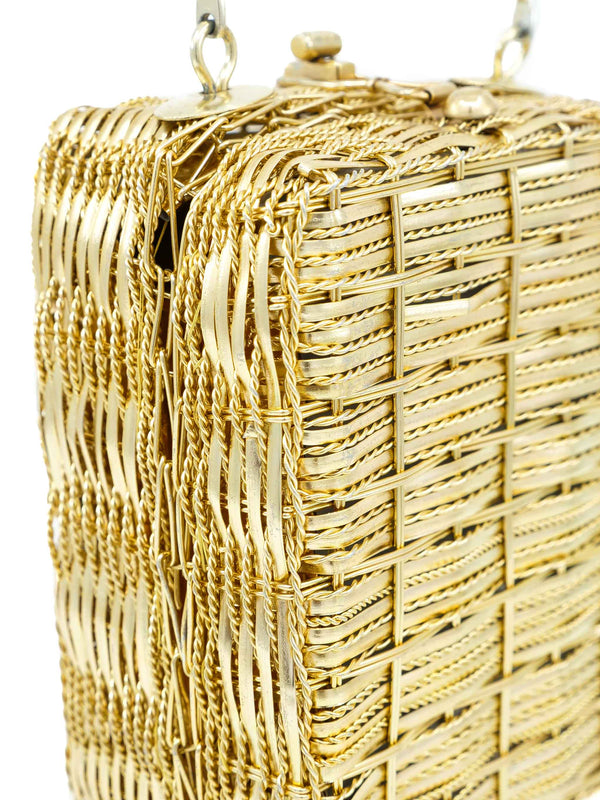 Gold Metallic Basket Bag Accessory arcadeshops.com