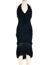 2000s John Galliano Bead Tassel Crochet Halter Dress Dress arcadeshops.com