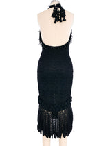 2000s John Galliano Bead Tassel Crochet Halter Dress Dress arcadeshops.com