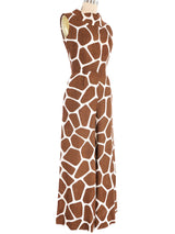 1970s Giraffe Print Linen Jumpsuit Jumpsuit arcadeshops.com