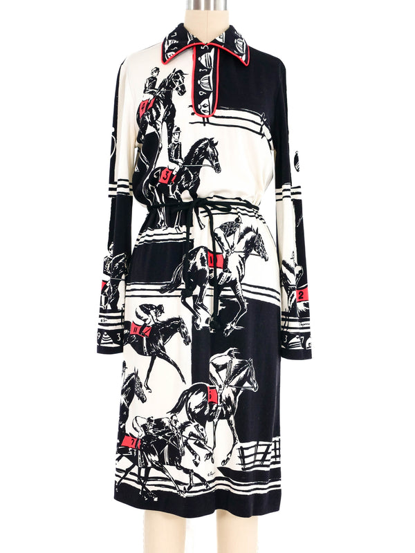 1970s Novelty Polo Print Jersey Dress Dress arcadeshops.com