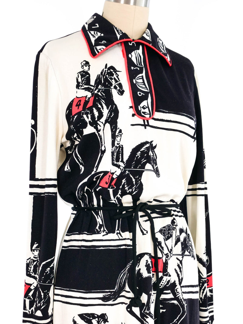 1970s Novelty Polo Print Jersey Dress Dress arcadeshops.com