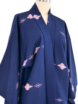 Navy Block Printed Haori Kimono Jacket arcadeshops.com