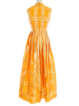 Malcolm Starr Orange Metallic Evening Gown Dress arcadeshops.com