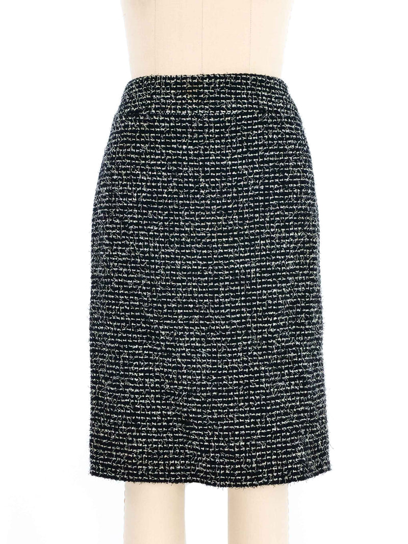 2000s Chanel Black And White Tweed Skirt Suit Suit arcadeshops.com