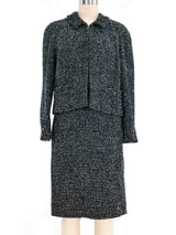 2000s Chanel Black And White Tweed Skirt Suit Suit arcadeshops.com