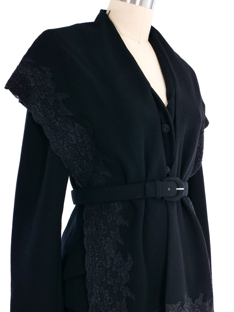 1998 Christian Dior Lace Trim Wrap Skirt And Jacket Ensemble Suit arcadeshops.com