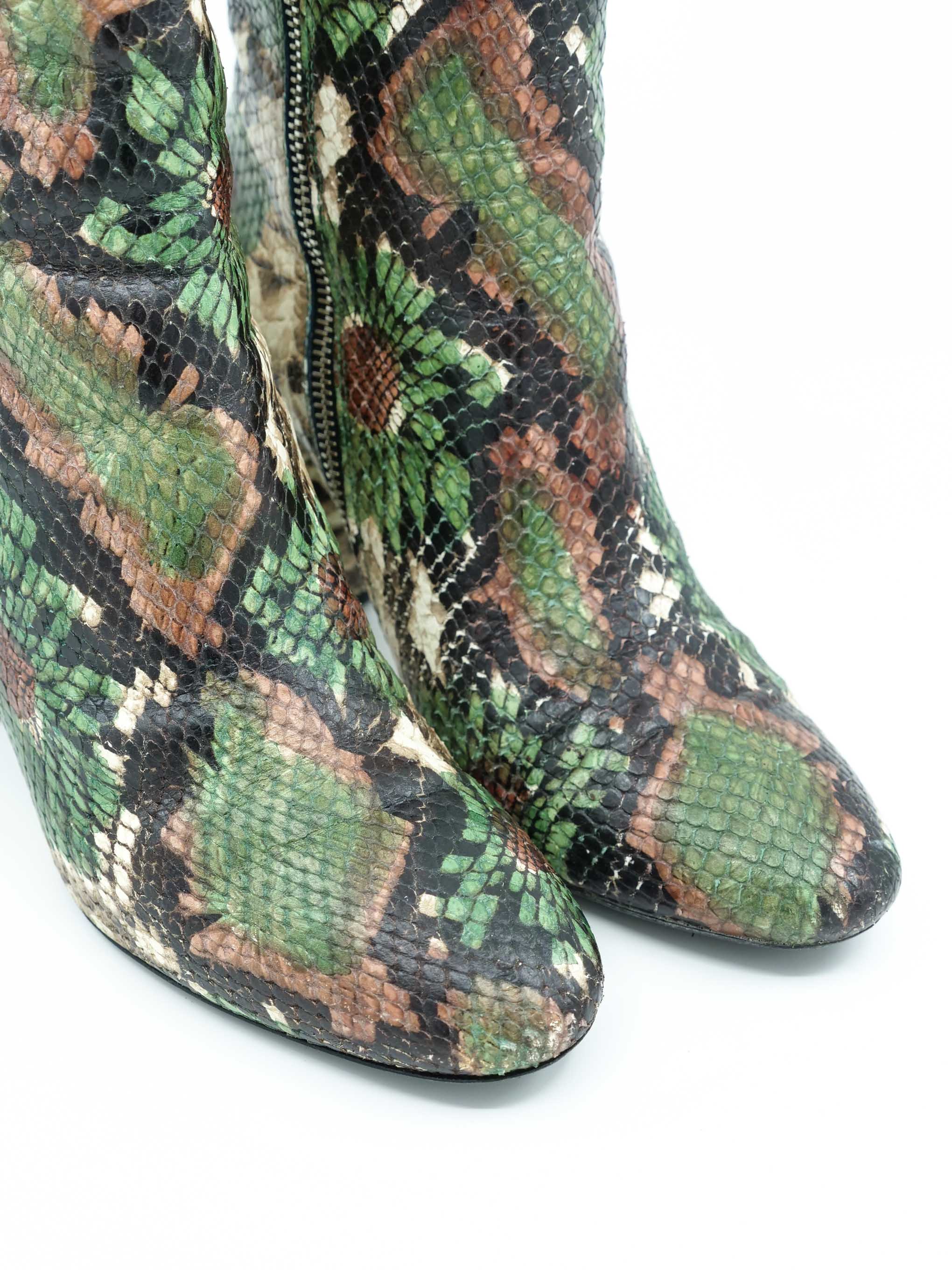 Dries Van Noten Snakeskin Ankle Boots, 36.5