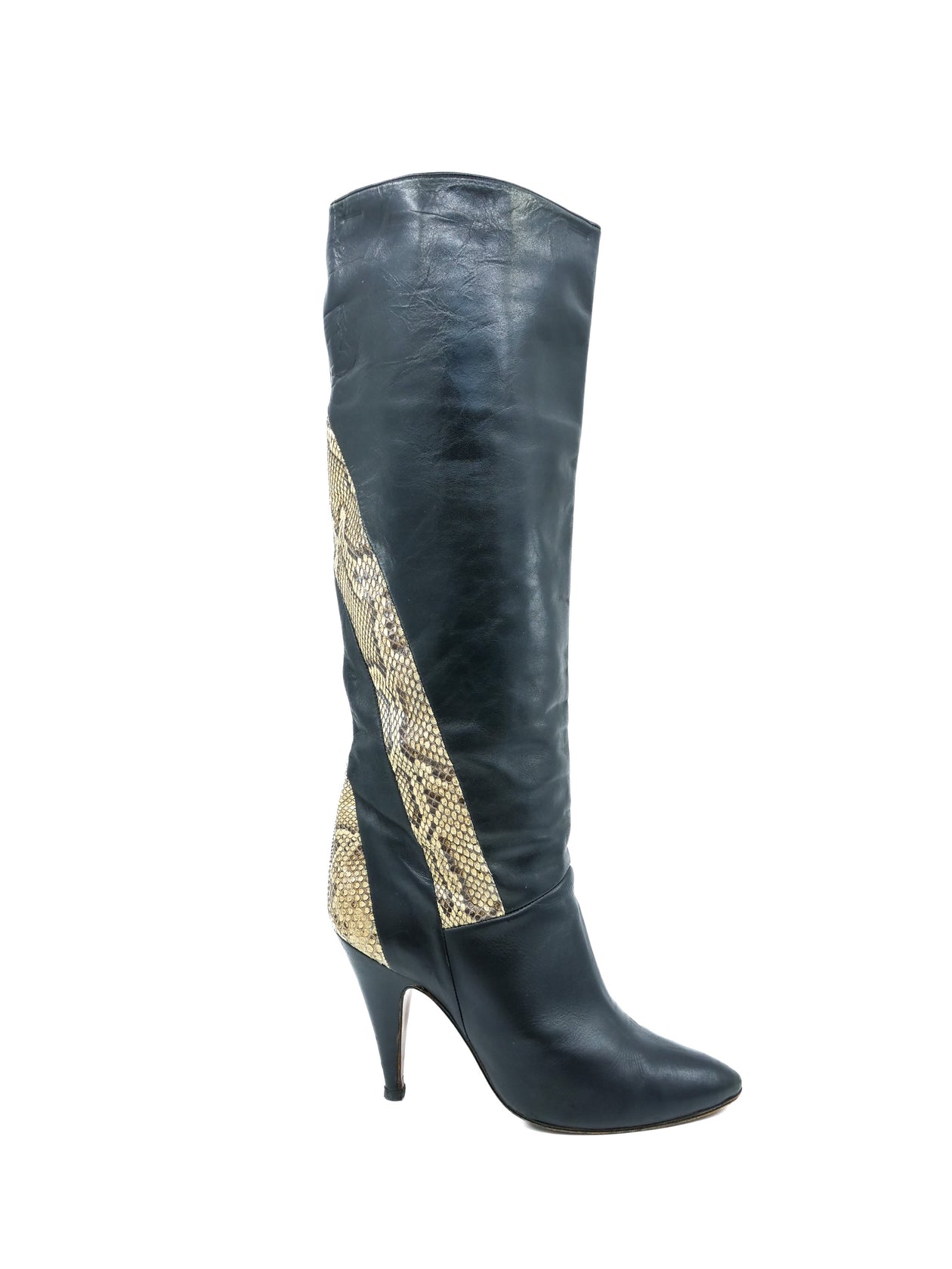 Snakeskin Accent Knee High Boots, 10