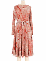 Victor Costa Rust Leaf Print Dress Dress arcadeshops.com