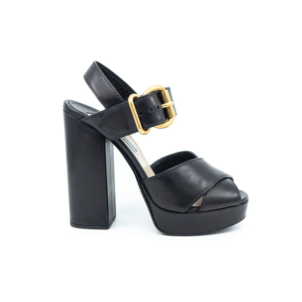 靴 PRADA Leather Strap Heels arcadeshops.com-