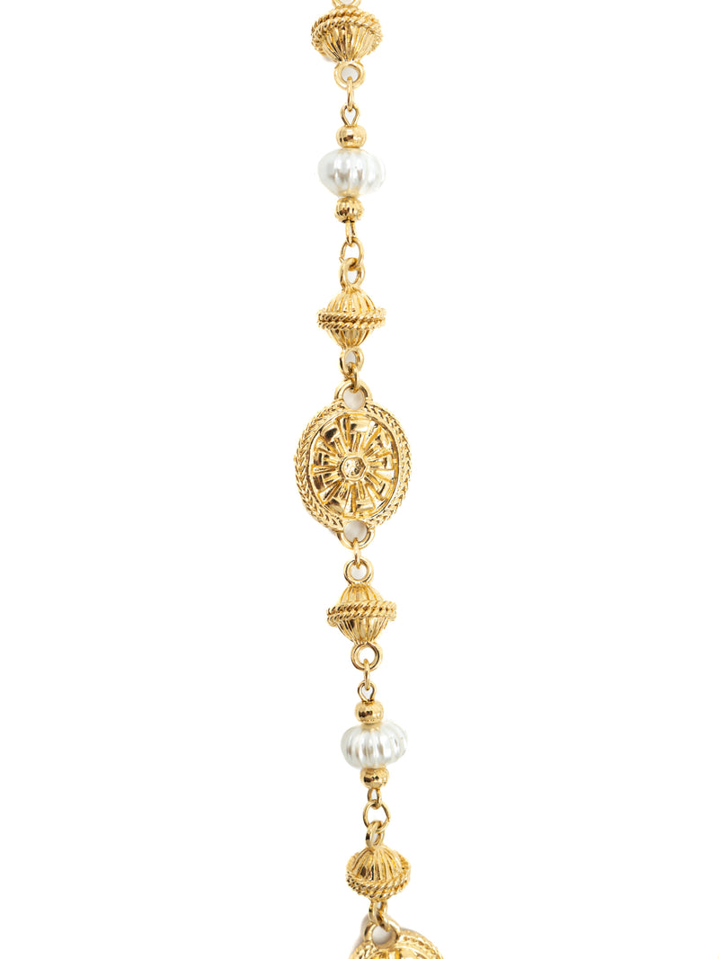 St John Goldtone Medallion Bead Necklace Jewelry arcadeshops.com