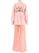 1970s Pink Tie Dyed Sequin Embellished Pant Ensemble Suit arcadeshops.com