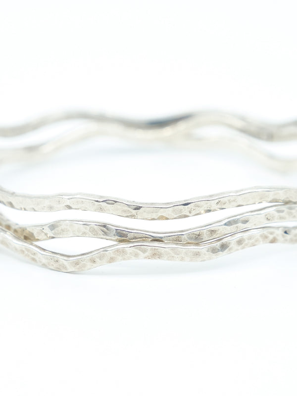 Hammered Sterling Wavy Bangle Set Jewelry arcadeshops.com