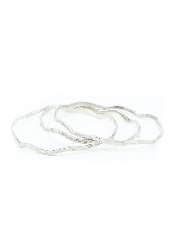 Hammered Sterling Wavy Bangle Set Jewelry arcadeshops.com