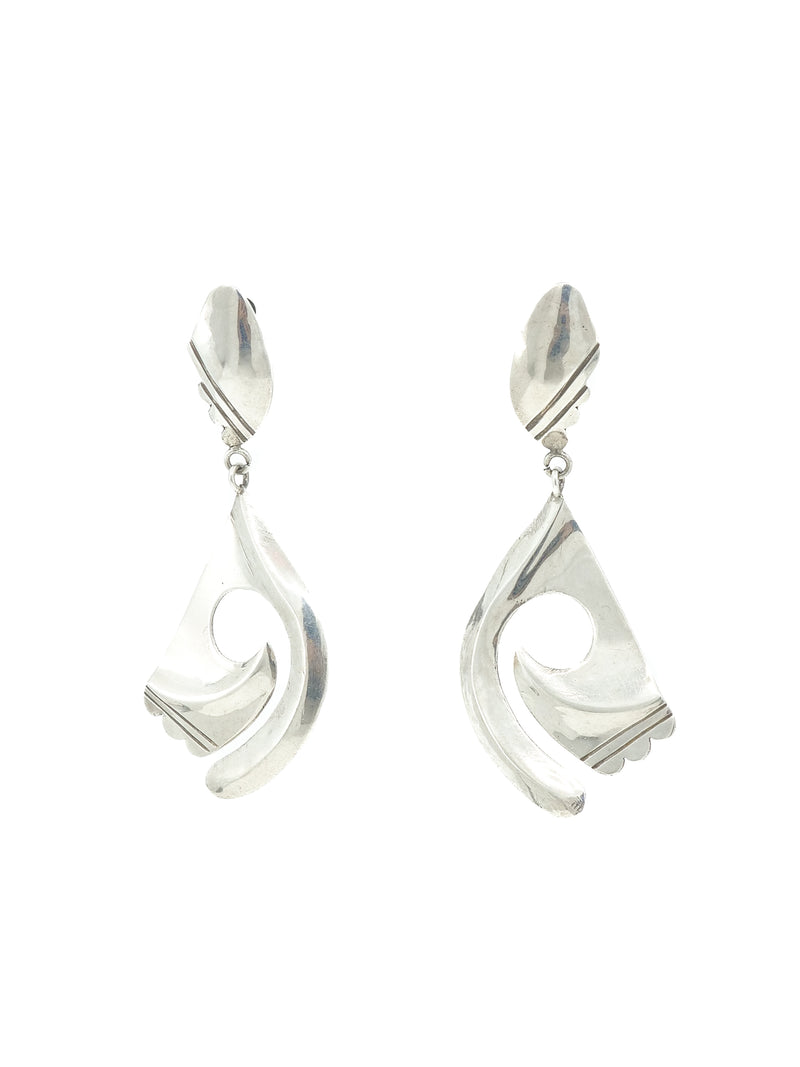 Modernist Sterling Silver Scroll Earrings Jewelry arcadeshops.com