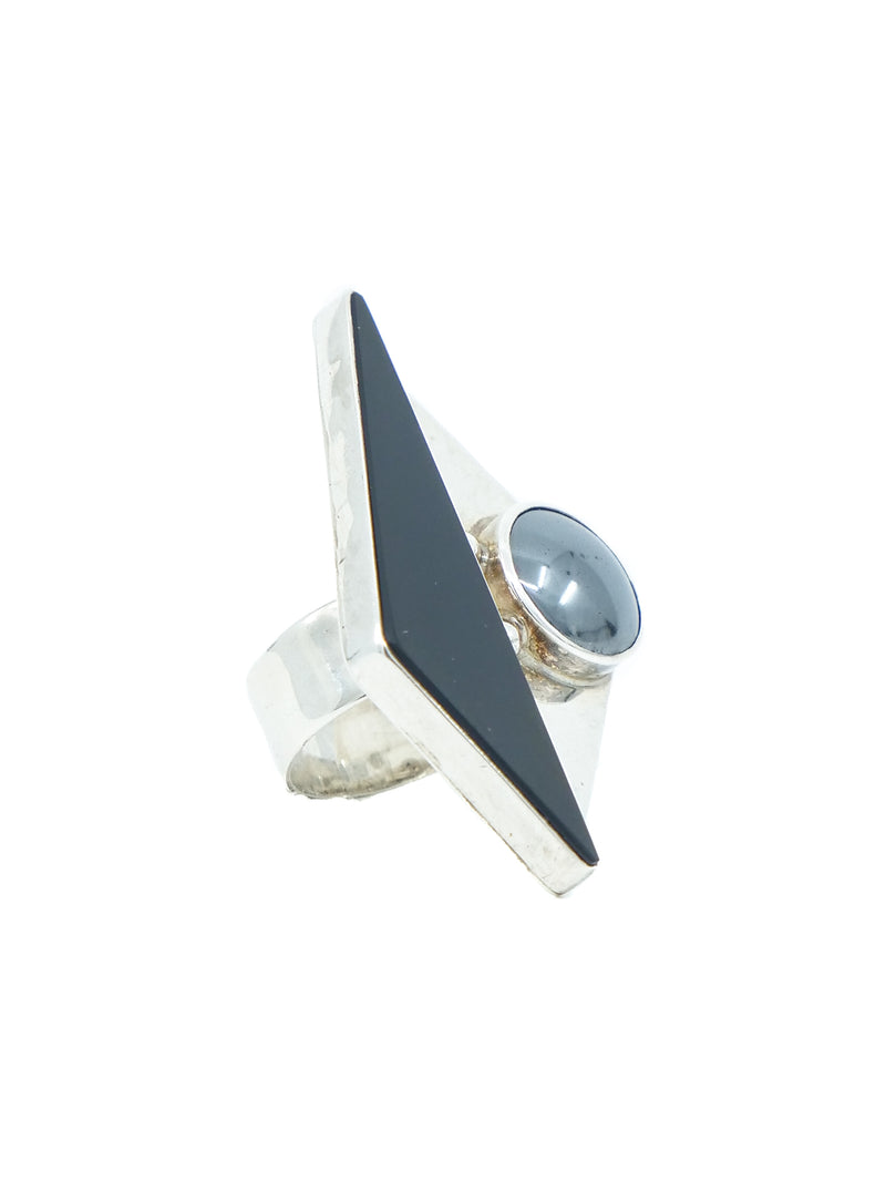 Modernist Geometric Onyx And Hematite Ring Jewelry arcadeshops.com