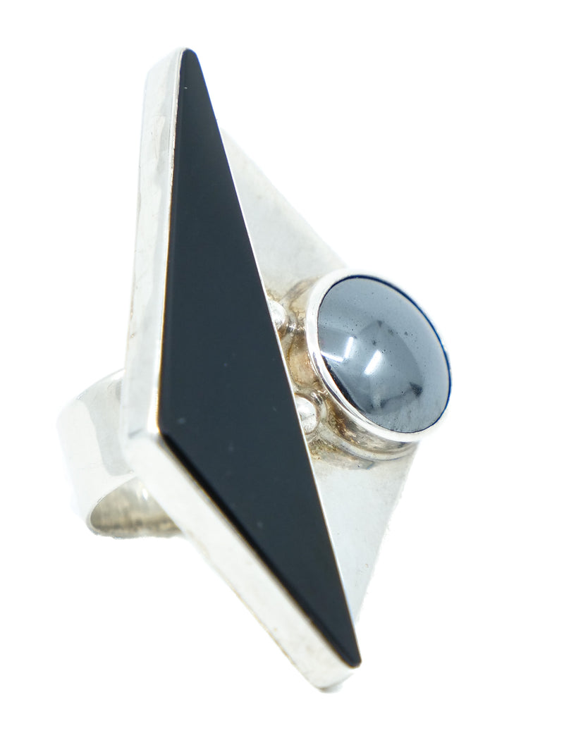 Modernist Geometric Onyx And Hematite Ring Jewelry arcadeshops.com