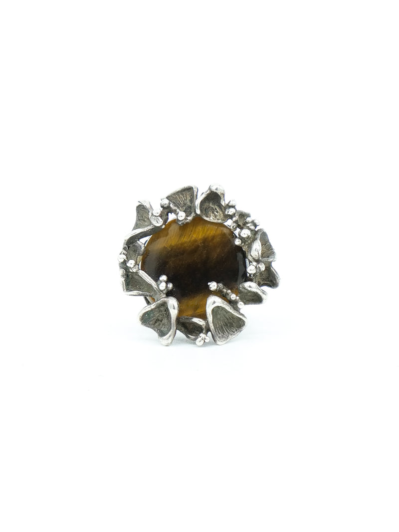 Brutalist Tiger's Eye Ring Jewelry arcadeshops.com