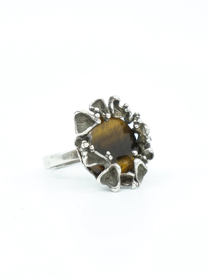 Brutalist Tiger's Eye Ring Jewelry arcadeshops.com