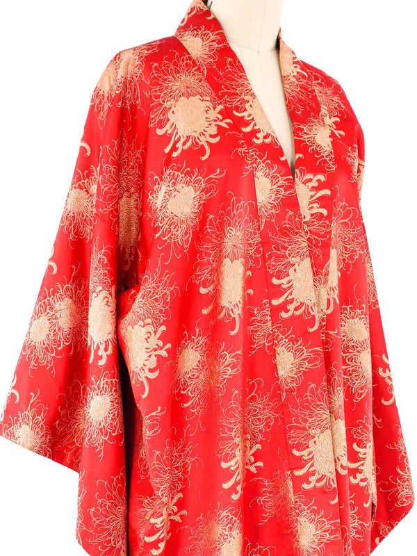 Red Metallic Embroidered Kimono Jacket arcadeshops.com