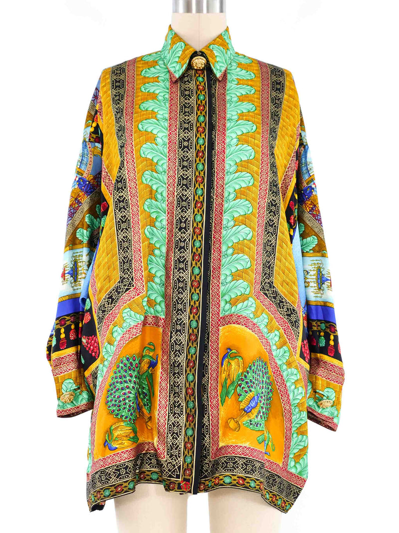 1992 Gianni Versace Printed Silk Shirt Top arcadeshops.com