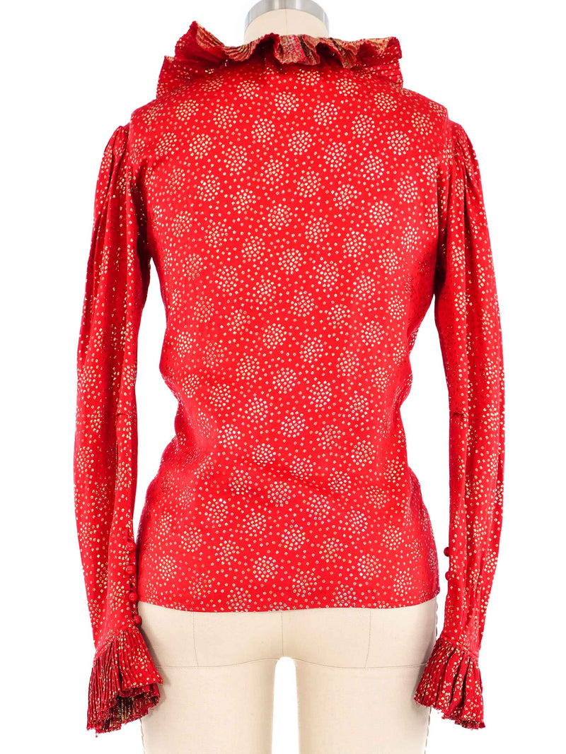 Yves Saint Laurent Metallic Ruffle Top Top arcadeshops.com