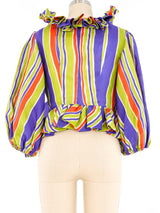 Christian Lacroix Striped Organza Puff Sleeve Top Top arcadeshops.com