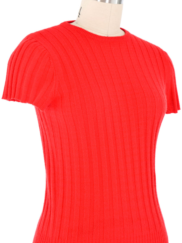 Yves Saint Laurent Red Cashmere Cropped Sweater Top arcadeshops.com