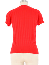 Yves Saint Laurent Red Cashmere Cropped Sweater Top arcadeshops.com