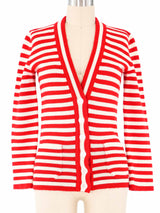 Yves Saint Laurent Red Striped Cardigan Jacket arcadeshops.com