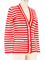 Yves Saint Laurent Red Striped Cardigan Jacket arcadeshops.com